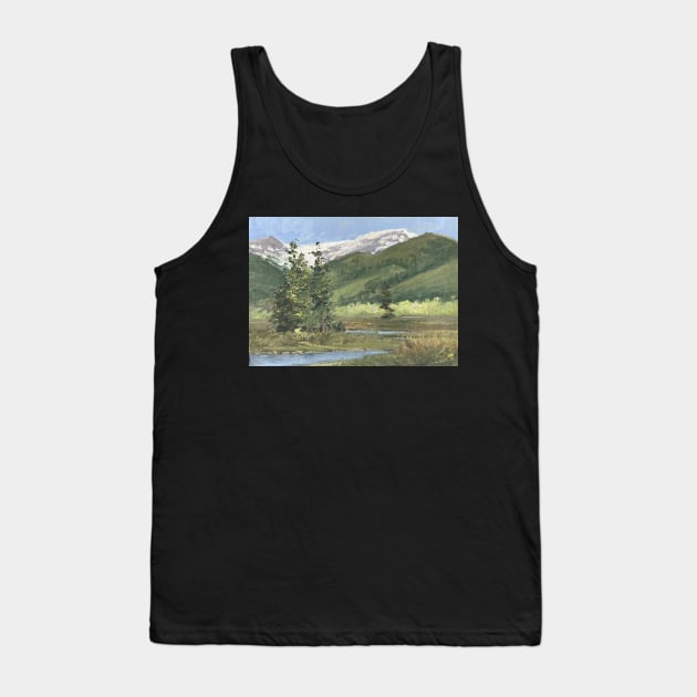 Mountains and Trees Oil on Canvas Tank Top by Gallery Digitals